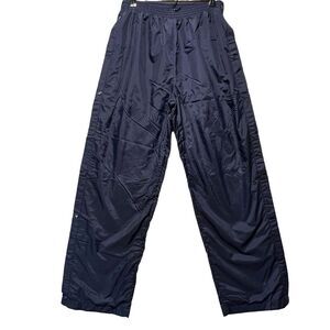 Acadia Track Pants Men Sz M Full Breakaway Snaps Navy W/Flannel Lining‎ Ski Hike